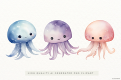 Cute Jellyfish Illustrations PNG Clipart Product Image 1