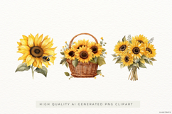 Sunflower Basket &amp; Bouquet Illustrations Product Image 1