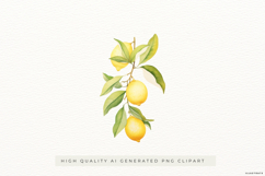 Watercolour Lemon Branch PNG Clipart Product Image 1
