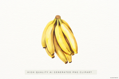 Watercolour Banana Bunch PNG Clipart Product Image 1