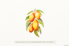 Watercolour Mango Branch PNG Clipart Product Image 1