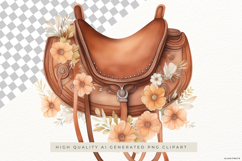 Western Saddle with Flowers PNG Clipart Product Image 2