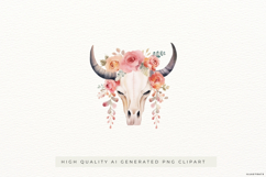Longhorn Skull with Flowers PNG Clipart Product Image 1