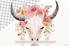 Longhorn Skull with Flowers PNG Clipart Product Image 2