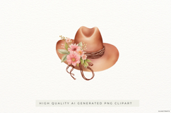 Cowboy Hat with Pink Flowers PNG Clipart Product Image 1