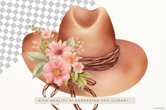 Cowboy Hat with Pink Flowers PNG Clipart Product Image 2