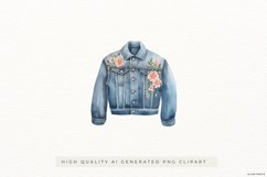Blue Denim Jacket with Daisy Flowers PNG Clipart Product Image 1