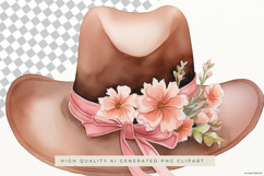 Cowboy Hat with Pink Flowers PNG Clipart Product Image 2