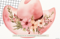 Cowboy Hat with Pink Flowers PNG Clipart Product Image 2