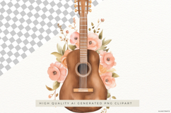 Acoustic Guitar with Flowers PNG Clipart Product Image 2