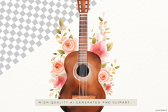 Acoustic Guitar with Flowers PNG Clipart Product Image 2