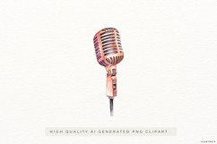 Retro Microphone Watercolor PNG Clipart Product Image 1