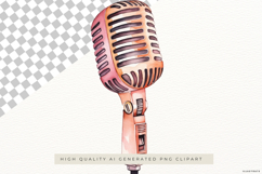 Retro Microphone Watercolor PNG Clipart Product Image 2