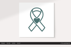 Awareness Ribbon with Heart SVG Cut File for Support, Hope Product Image 1