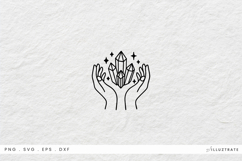 Hands with Crystals SVG File Mystical Line Art Product Image 1