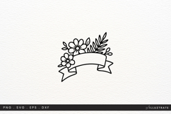Floral Banner SVG Ribbon and Flowers Line Art SVG Product Image 1