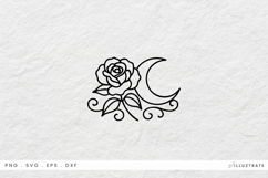 Rose with Moon SVG Mystical Line Art SVG for Crafters Product Image 1