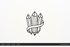 Three Crystals with Ribbon SVG Cut File Monoline Design Product Image 1