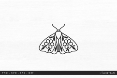 Dragonfly with Florals SVG Cut File Monoline Design Product Image 1