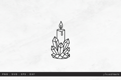 Candle with Crystals at Base SVG Cut File Monoline Design Product Image 1
