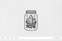 Three Crystals in a Mason Jar SVG Cut File Monoline Design Product Image 1