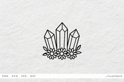 Crystals with Three Flowers SVG Cut File Monoline Design Product Image 1