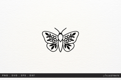 Butterfly with Fern SVG Cut File Monoline Design Product Image 1