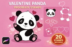 Procreate Valentine's Day Stamp - Panda Day Brushes Product Image 1