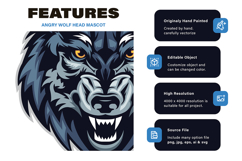 Angry Wolf Head Mascot Product Image 2