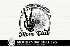 Mothers day svg, Mom skull svg t shirt, messy bun svg Product Image 2
