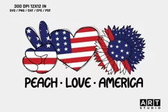 4th of july SVG - peach love america - patriotic SVG Product Image 1