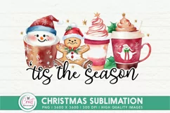 'tis the season png, christmas coffee sublimation designs Product Image 1