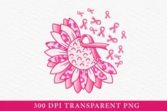 Breast Cancer Sublimation PNG | Sunflower Pink Ribbon PNG Product Image 1
