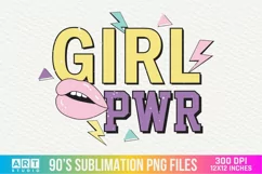 Girl PWR Sublimation, Retro 90'S Sublimation Png, Stickers Product Image 1