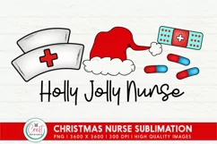 Holly Jolly Nurse PNG| Christmas Nurse Sublimation Design Product Image 1