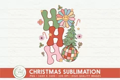 Retro Christmas Sublimation | HO HO HO Christmas PNG Design Product Image 1