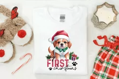 My First Christmas PNG | Vintage Dog Christmas Sublimation Product Image 2