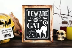 Beware of cat svg, Farmhouse halloween signs svg, Halloween Product Image 1