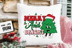 Retro christmas sublimation, Merry and bright png, christmas Product Image 3
