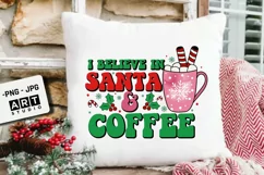 I believe in santa & coffee png, Retro christmas sublimation Product Image 2