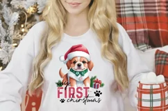 My First Christmas PNG | Vintage Dog Christmas Sublimation Product Image 3