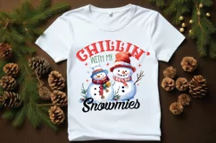 Chillin' With My Snowmies PNG, Christmas Snowman Sublimation Product Image 4