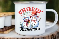 Chillin' With My Snowmies PNG, Christmas Snowman Sublimation Product Image 5