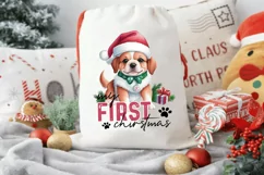 My First Christmas PNG | Vintage Dog Christmas Sublimation Product Image 5