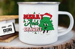 Retro christmas sublimation, Merry and bright png, christmas Product Image 5