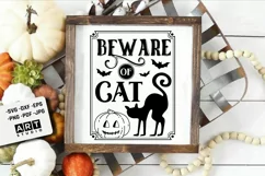 Beware of cat svg, Farmhouse halloween signs svg, Halloween Product Image 3
