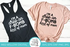 Two versions of funny mom life design, one solid displayed on a black tank top and one distressed displayed on a peach shirt.