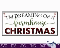 Dreaming Of A Farmhouse Christmas Buffalo Plaid Sign Svg Product Image 2