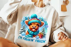 I'm Freaking Freezing PNG, Winter Highland Cow, Cozy Season Product Image 2