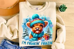 I'm Freaking Freezing PNG, Winter Highland Cow, Cozy Season Product Image 1
